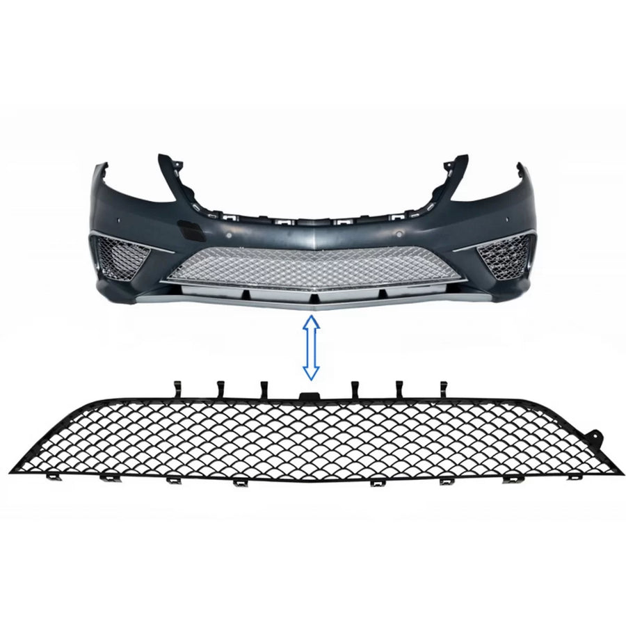 Front Bumper Central Lower Grille suitable for Mercedes S-Class W222 (2013-2017) S63 Design Piano Black – product image 1