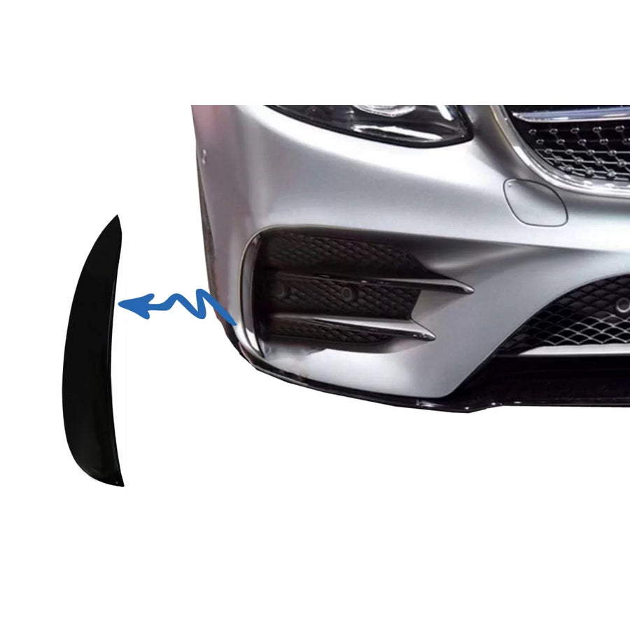 Front Bumper Flaps Side Fins Flics suitable for Mercedes E-Class W213 S213 C238 A238 E43 E53 Design Black Edition – product i