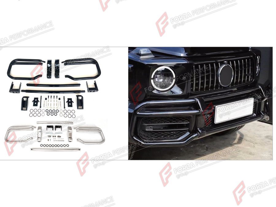 Buy Now FRONT BUMPER GUARD PROTECTION for MERCEDES-BENZ G-CLASS W464 G63 2019 - 2024 and upgrade car parts from SIR Tuning at the Best Price. Headlights, Tail lights, Bodykits, Navigations, Body Kit and more - Fast & Free Shipping within Europe, US & Worldwide.