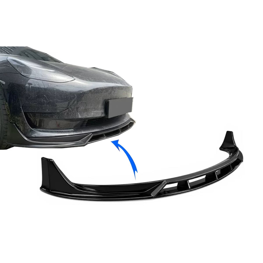 Front Bumper Lip suitable for Tesla Model 3 (2017-2022) Piano Black – product image 1