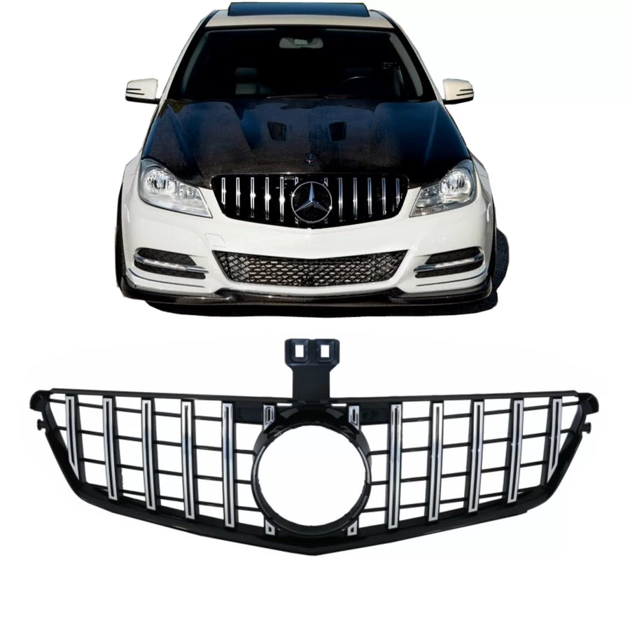 Front Grille suitable for Mercedes C-Class W204 S204 Limousine Station Wagon (2007-2014) GT-R Panamericana Design Chrom – pro
