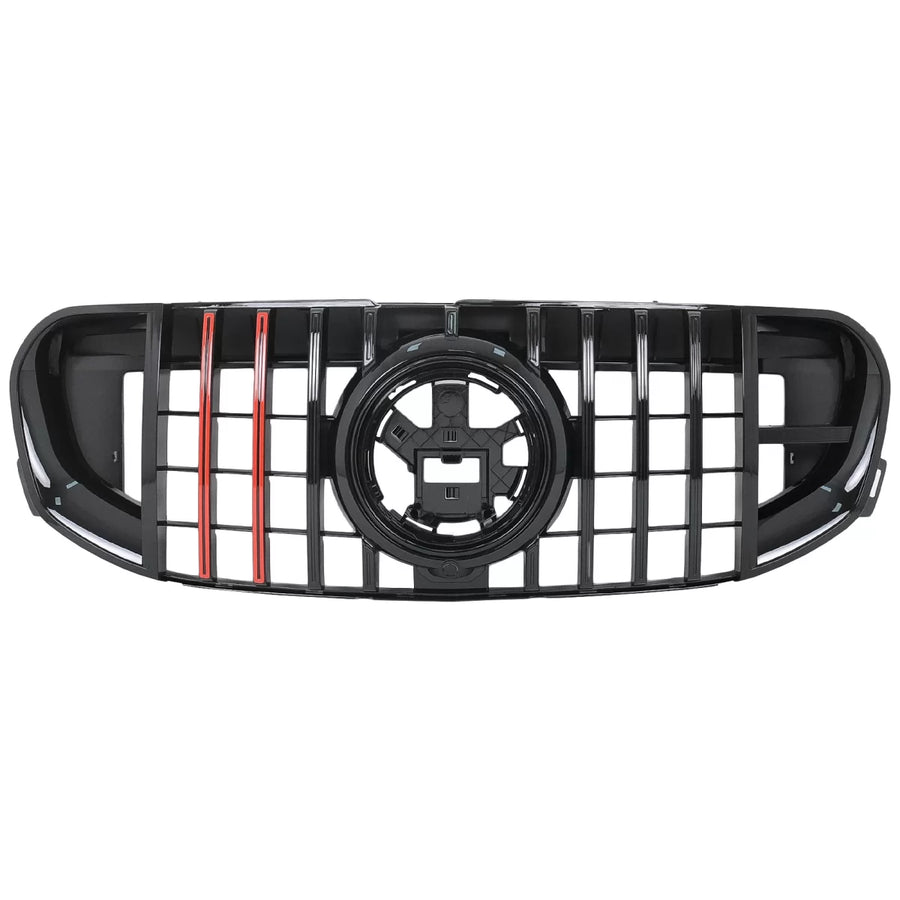 Front Grille with Red Insertion suitable for Mercedes GLS SUV X167 (2019-2023) GTR Design – product image 1