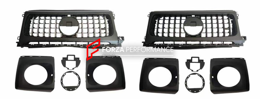 Buy Now FRONT GT GRILLE AND HEADLIGHT COVERS for Mercedes-Benz W463A W464 G550 G63 2019+ and upgrade car parts from SIR Tuning at the Best Price. Headlights, Tail lights, Bodykits, Navigations, body kit and more - Fast & Free Shipping within Europe, US & Worldwide.