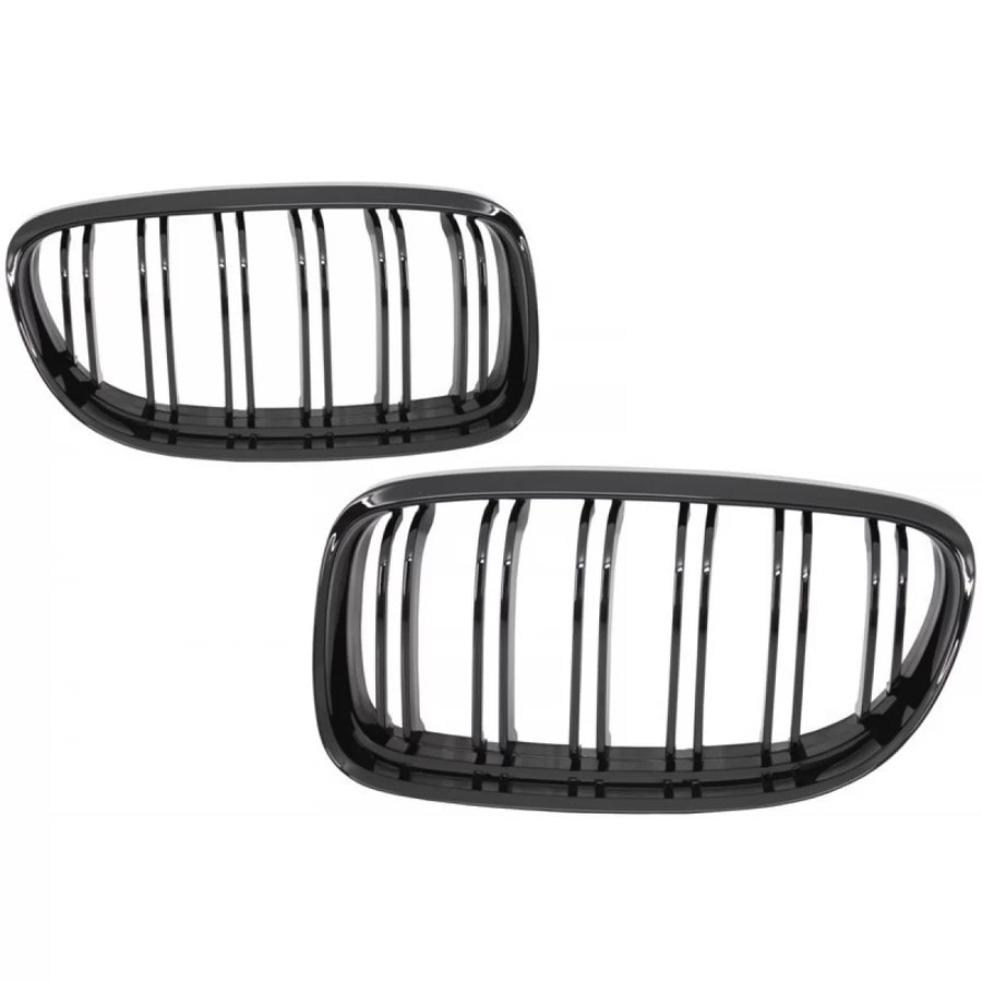 Front Kidney Grilles suitable for BMW 3 Series E90 E91 LCI (2008-2011) Double Stripe M Design Piano Black – product image 1
