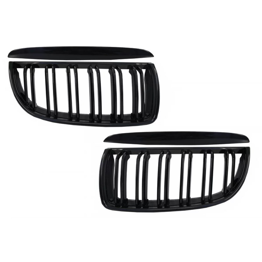 Front Kidney Grilles suitable for BMW 3 Series E90 E91 Pre-LCI (2005-2008) Double Stripe M Design Piano Black – product image