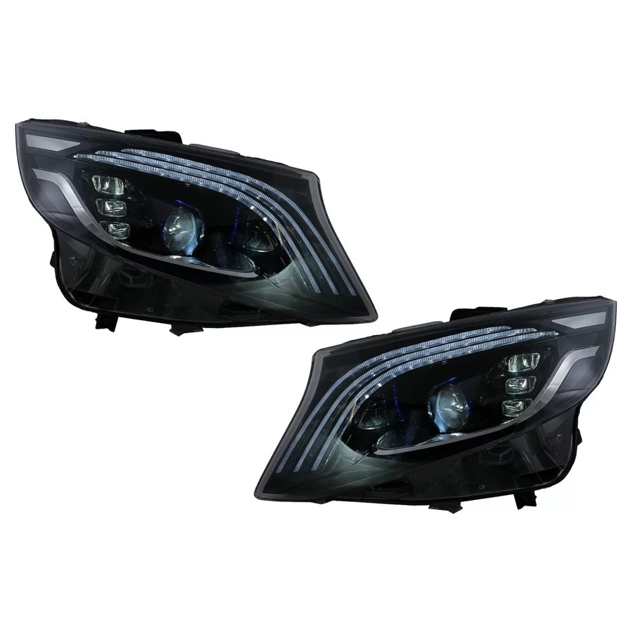 Full LED Headlights suitable for Mercedes V-Class W447 (2016-2020) Black – product image 1