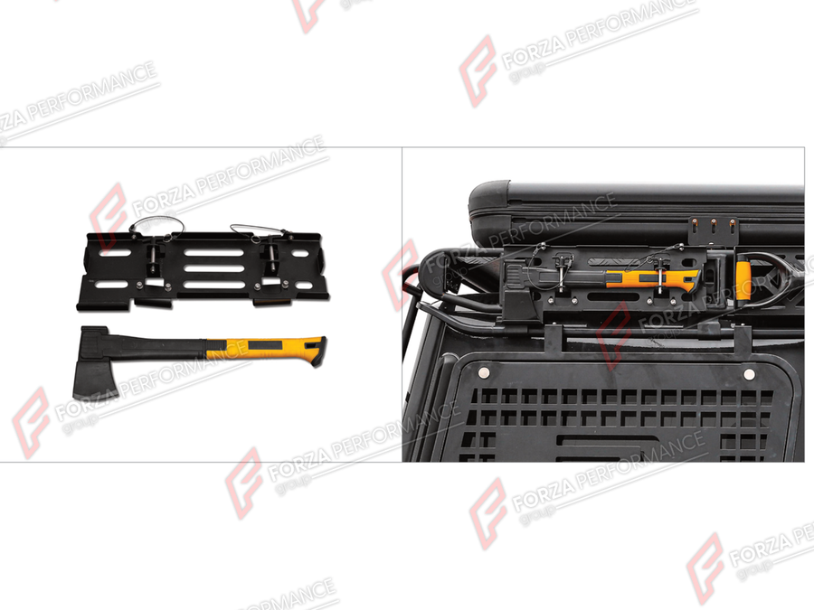Buy Now HATCHET AXE HOLDER for MERCEDES-BENZ G-CLASS W465 G63 G450D G500 G550 2025+ and upgrade car parts from SIR Tuning at the Best Price. Headlights, Tail lights, Bodykits, Navigations, Body Kit and more - Fast & Free Shipping within Europe, US & Worldwide.