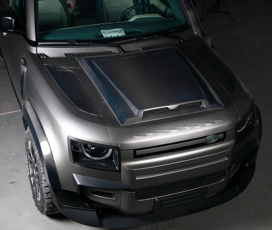 Buy Now CARBON HOOD SCOOP FRONT FENDER VENTS for LAND ROVER DEFENDER L663 90 / 110 2020+ and upgrade car parts from SIR Tuning at the Best Price. Headlights, Tail lights, Bodykits, Navigations, body kit and more - Fast & Free Shipping within Europe, US & Worldwide.