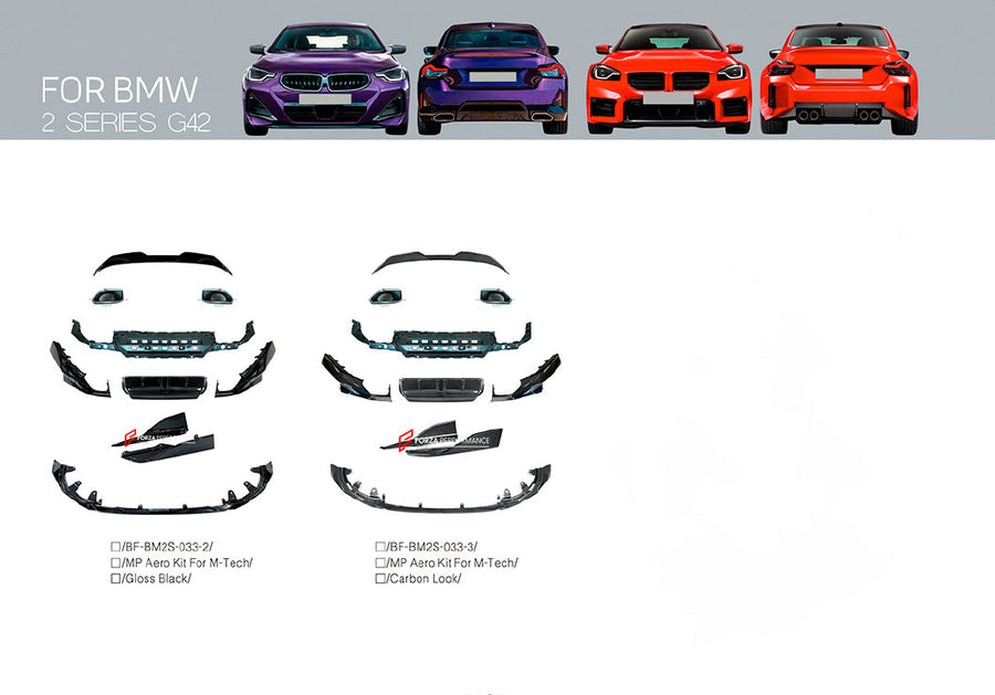 Buy Now M PERFORMANCE AERO BODY KIT for BMW 2-SERIES G42 and upgrade car parts from SIR Tuning at the Best Price. Headlights, Tail lights, Bodykits, Navigations, body kit and more - Fast & Free Shipping within Europe, US & Worldwide.