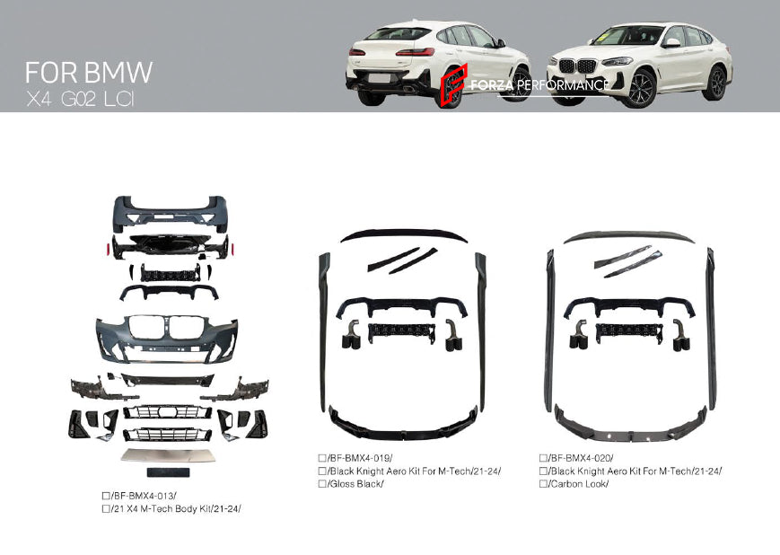Buy Now M-TECH BODY KIT FOR BMW X4 G02 LCI 2021-2024 and upgrade car parts from SIR Tuning at the Best Price. Headlights, Tail lights, Bodykits, Navigations, body kit and more - Fast & Free Shipping within Europe, US & Worldwide.