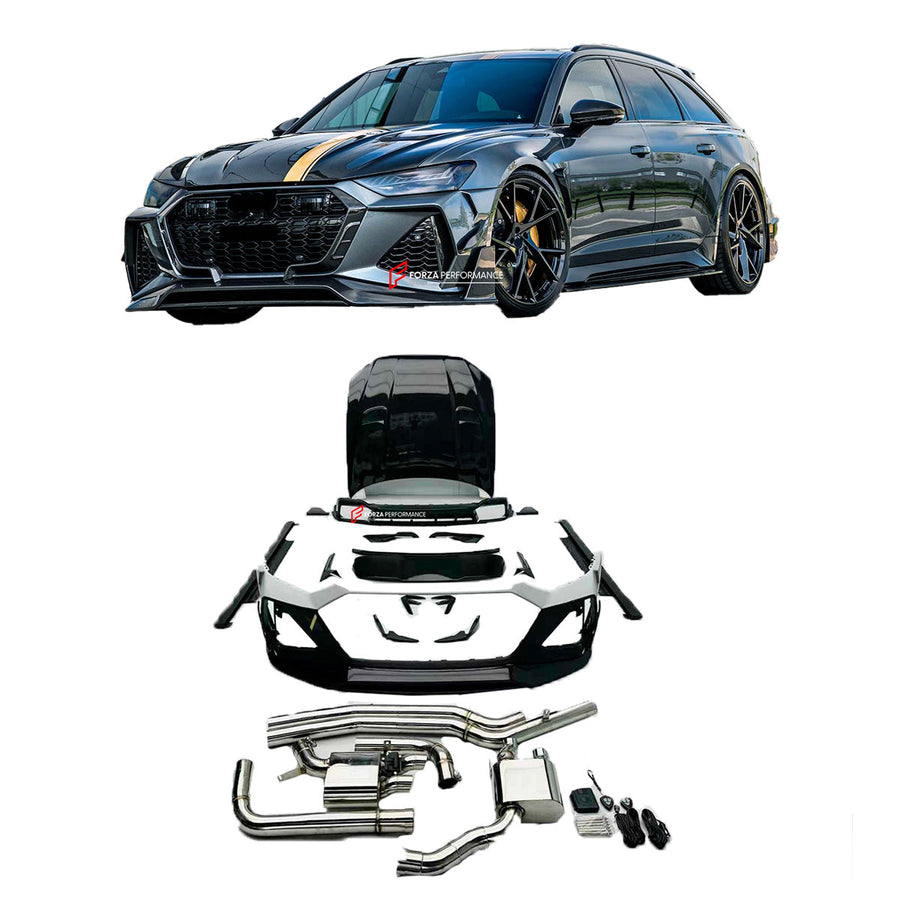 Buy Now DRY CARBON BODY KIT WITH EXHAUST SYSTEM for AUDI RS6 C8 2019 - 2023 and upgrade car parts from SIR Tuning at the Best Price. Headlights, Tail lights, Bodykits, Navigations, Carbon body kit and more - Fast & Free Shipping within Europe, US & Worldwide.