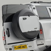 Buy Now PLUMB MGT SPARE TIRE STORAGE for LAND ROVER DEFENDER 90 110 130 L663 2019+ and upgrade car parts from SIR Tuning at the Best Price. Headlights, Tail lights, Bodykits, Navigations, Carbon body kit and more - Fast & Free Shipping within Europe, US & Worldwide.