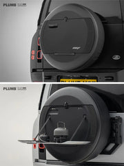 Buy Now PLUMB MGT SPARE TIRE STORAGE for LAND ROVER DEFENDER 90 110 130 L663 2019+ and upgrade car parts from SIR Tuning at the Best Price. Headlights, Tail lights, Bodykits, Navigations, Carbon body kit and more - Fast & Free Shipping within Europe, US & Worldwide.