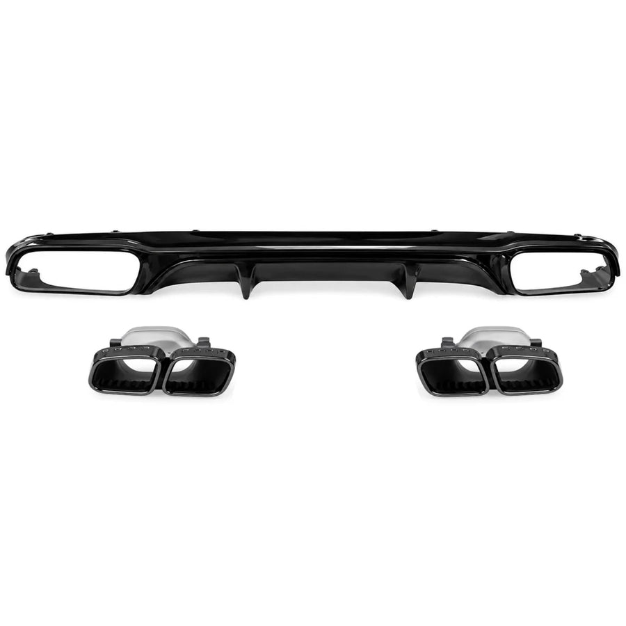 Rear Bumper Diffuser with Black Exhaust Muffler Tips suitable for Mercedes E-Class W213 S213 Standard (2016-2020) E63 Design