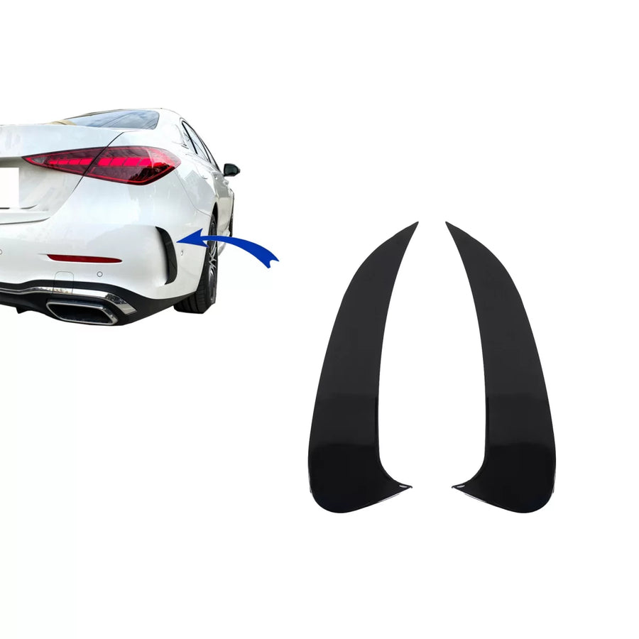 Rear Bumper Side Fins Flaps suitable for Mercedes C Class W206 Sport Line (2021-Up) Piano Black – product image 1