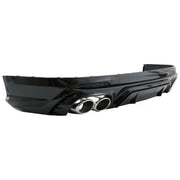 Rear Bumper Spoiler Valance Diffuser Double Outlet suitable for Audi Q5 SUV FY S-Line (2018-2020) with Silver Exhaust Muffler