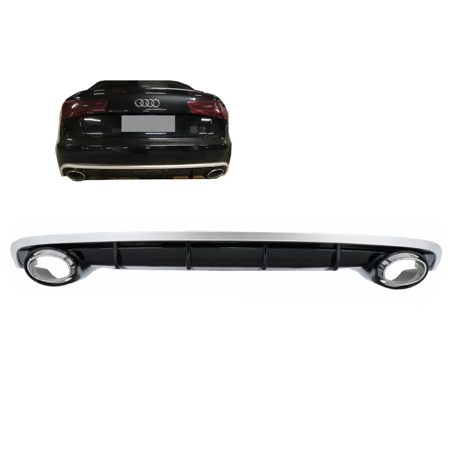 Rear Bumper Valance Diffuser and Exhaust Tips suitable for Audi A6 4G C7 Facelift (2015-2018) RS6 Design – product image 1