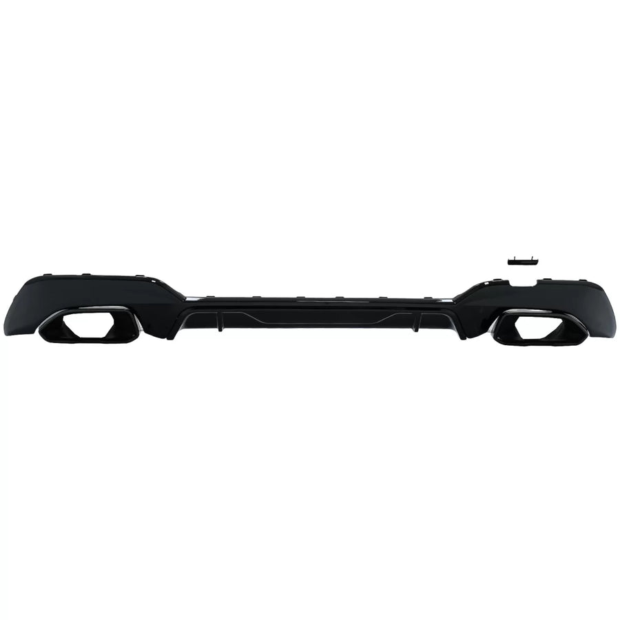 Rear Bumper Valance Diffuser With Exhaust Tips suitable for BMW 3 Series G20 G28 Sedan G21 Touring (2018-up) M340i M Look Bla