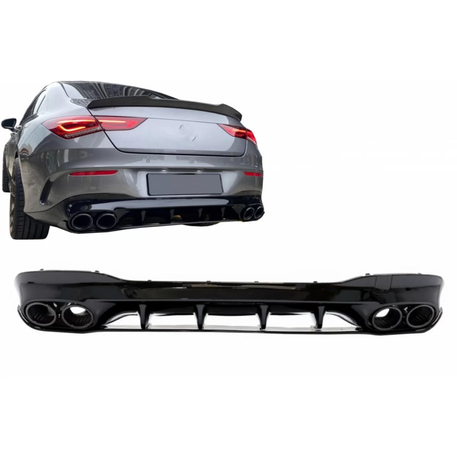Rear Diffuser and Exhaust Tips suitable for Mercedes CLA X118 Shooting Brake C118 Coupe Sport Line (2019-06.2025) CLA45S Desi