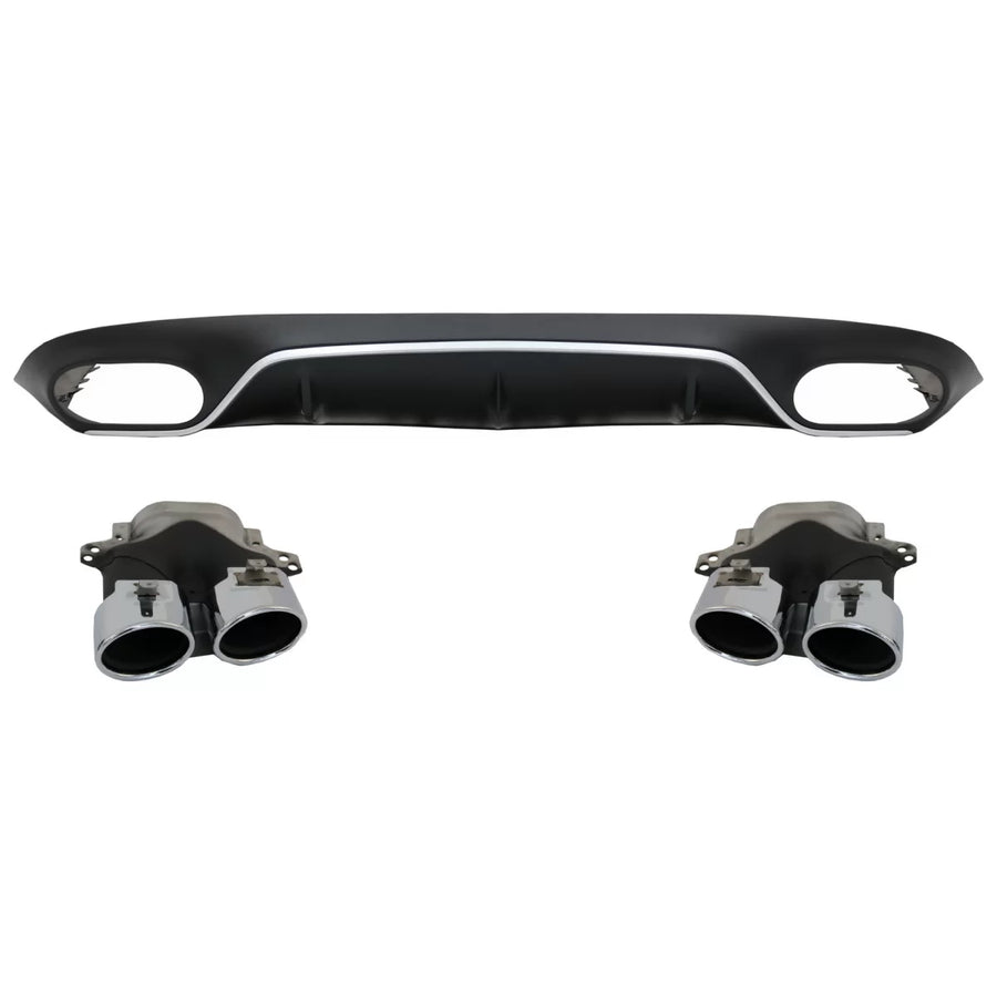 Rear Diffuser with Exhaust Tips suitable for Mercedes E-Class C238 A238 AMG Sport Line Coupe Cabrio (2016-2019) E53 Design Si