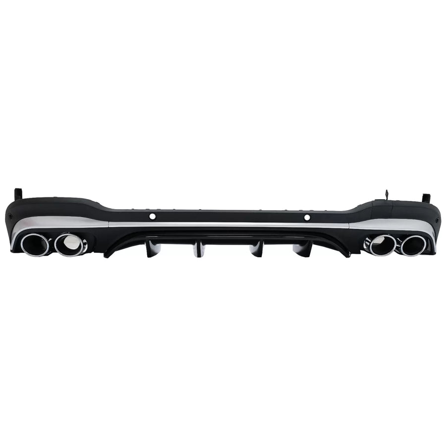 Rear Diffuser with Silver Exhaust Muffler Tips suitable for Mercedes GLC SUV X253 Facelift (2020-) GLC43 Design – product ima