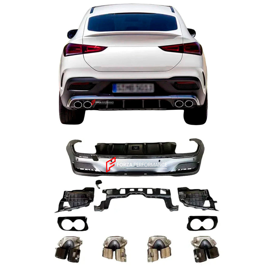 Buy Now REAR DIFFUSER with EXHAUST TIPS for MERCEDES BENZ GLE 53 COUPE C167 2019+ and upgrade car parts from SIR Tuning at the Best Price. Headlights, Tail lights, Bodykits, Navigations, body kit and more - Fast & Free Shipping within Europe, US & Worldwide.