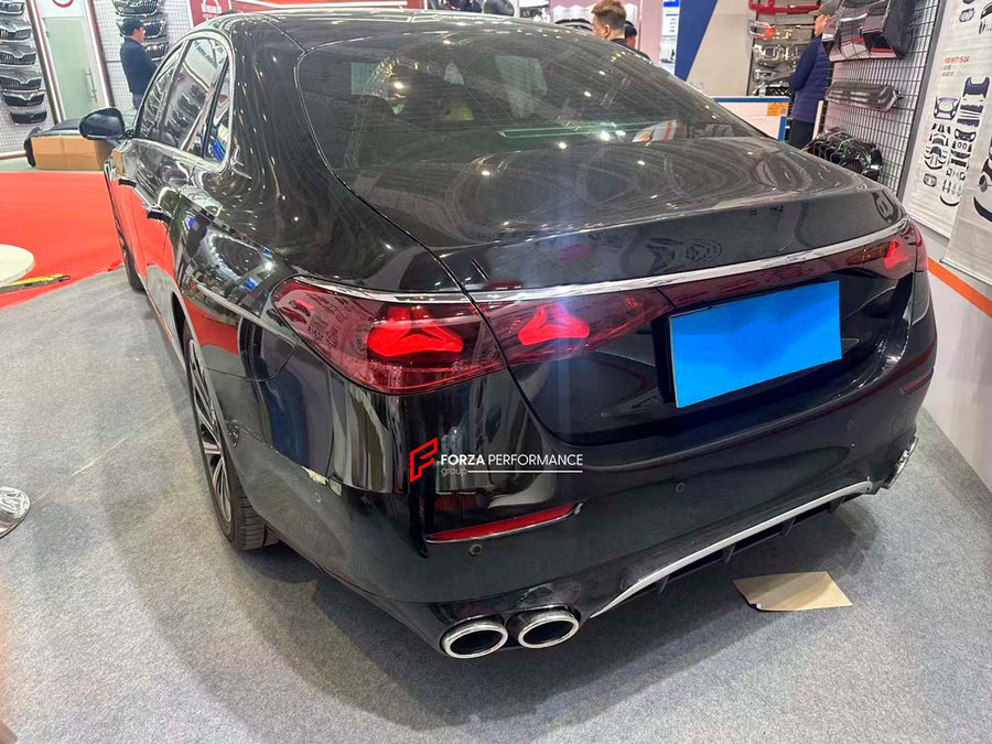 Buy Now REAR DIFFUSER WITH SILVER EXHAUST TIPS for MERCEDES BENZ E-CLASS W214 E53 STYLE 2024+ and upgrade car parts from SIR Tuning at the Best Price. Headlights, Tail lights, Bodykits, Navigations, body kit and more - Fast & Free Shipping within Europe, US & Worldwide.