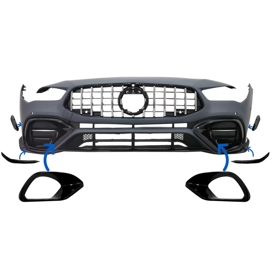 Side Grilles Cover Frames suitable for Mercedes CLA 45 CLA 45S X118 C118 (2019-05.2023) Piano Black – product image 1