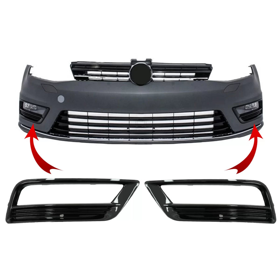 Side Grilles Front Bumper suitable for VW Golf VII 7 (2013-2017) R-Line Design Piano Black – product image 1