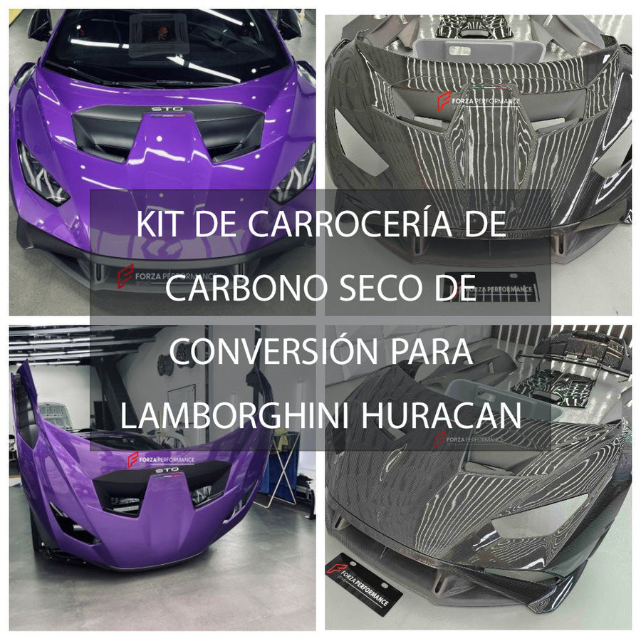 Buy Now KIT DE CARROCERÍA DE CARBONO SECO DE CONVERSIÓN PARA LAMBORGHINI HURACAN ACTUALIZACIÓN A HURACAN STO and upgrade car parts from SIR Tuning at the Best Price. Headlights, Tail lights, Bodykits, Navigations, body kit and more - Fast & Free Shipping within Europe, US & Worldwide.