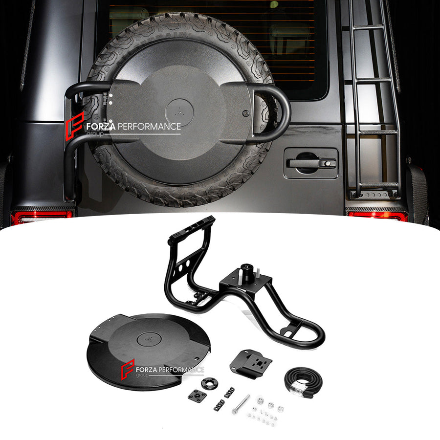 Buy Now SPARE TIRE COVER WITH HOLDER for MERCEDES BENZ G CLASS W465 G450 G350 G500 G550 AMG G63 2024+ and upgrade car parts from SIR Tuning at the Best Price. Headlights, Tail lights, Bodykits, Navigations, body kit and more - Fast & Free Shipping within Europe, US & Worldwide.
