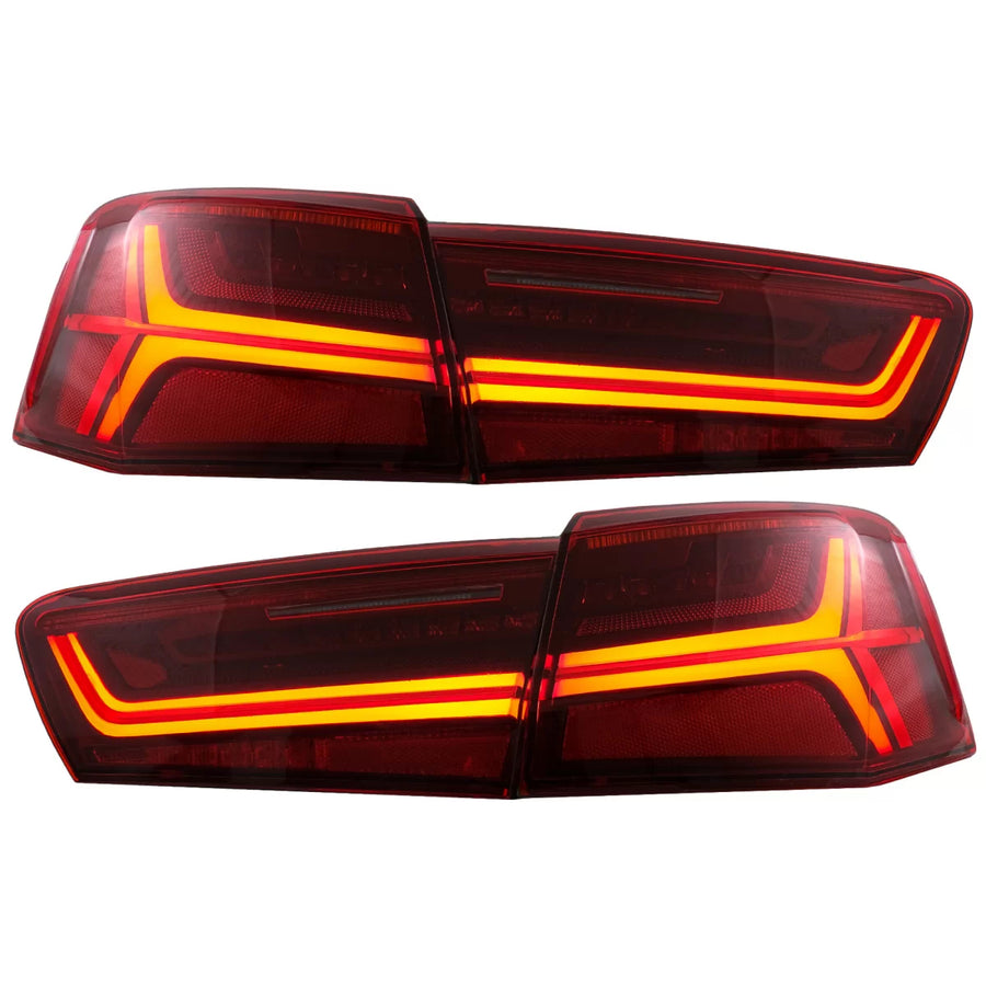 Taillights Full LED suitable for Audi A6 4G C7 Limousine (2011-2014) Red Clear Facelift Design with Sequential Dynamic Turnin