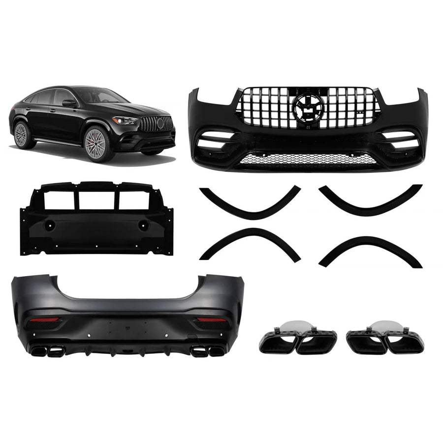 Tuning package suitable for Mercedes GLE Coupe C167 after 2019 with black trims, black grille, and black exhaust tips – produ