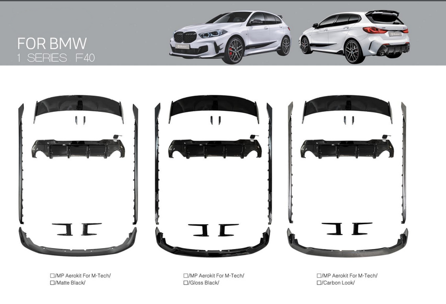 Buy Now M-TECH AERO KIT FOR BMW 1 SERIES F40 2019+ and upgrade car parts from SIR Tuning at the Best Price. Headlights, Tail lights, Bodykits, Navigations, body kit and more - Fast & Free Shipping within Europe, US & Worldwide.