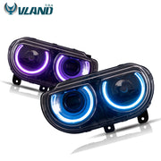 08-14 Dodge Challenger Vland RGB Style Dual Beam Projector Headlights Black