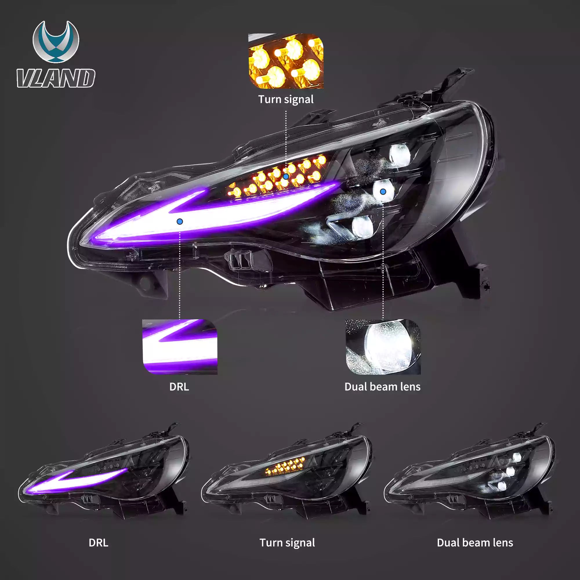 12–21 Toyota 86, Subaru Brz, Scion Frs Vland RGB Headlights