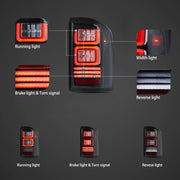 14-18 GMC Sierra 1500 2500HD 3500HD Vland II LED Tail Lights With Dynamic Welcome Lighting Clear