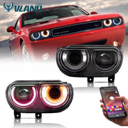 08-14 Dodge Challenger Vland RGB Style Dual Beam Projector Headlights Black