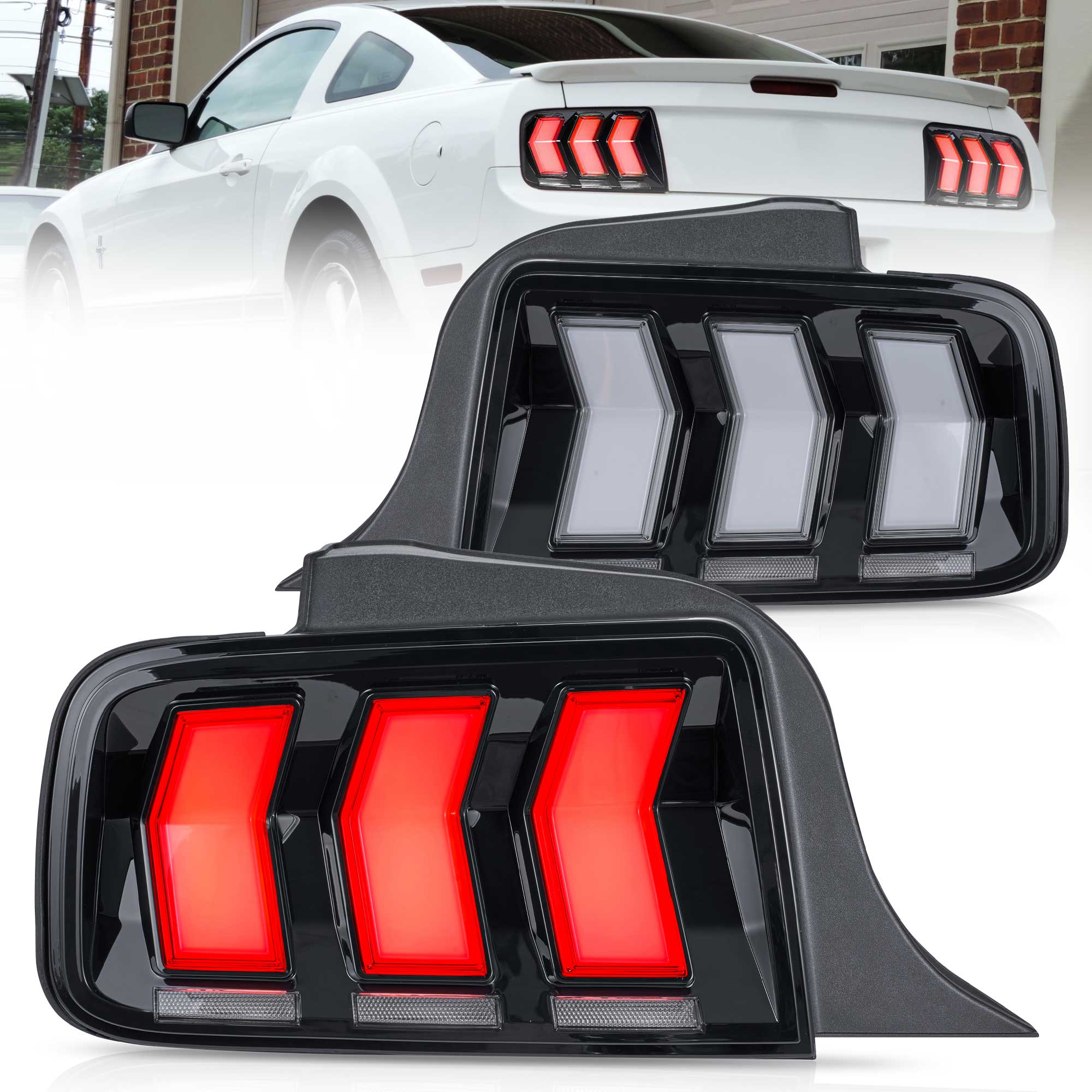 2005-2009 Ford Mustang 5th Gen S197 Vland LED Tail Lights Amber Sequential Turn Signal