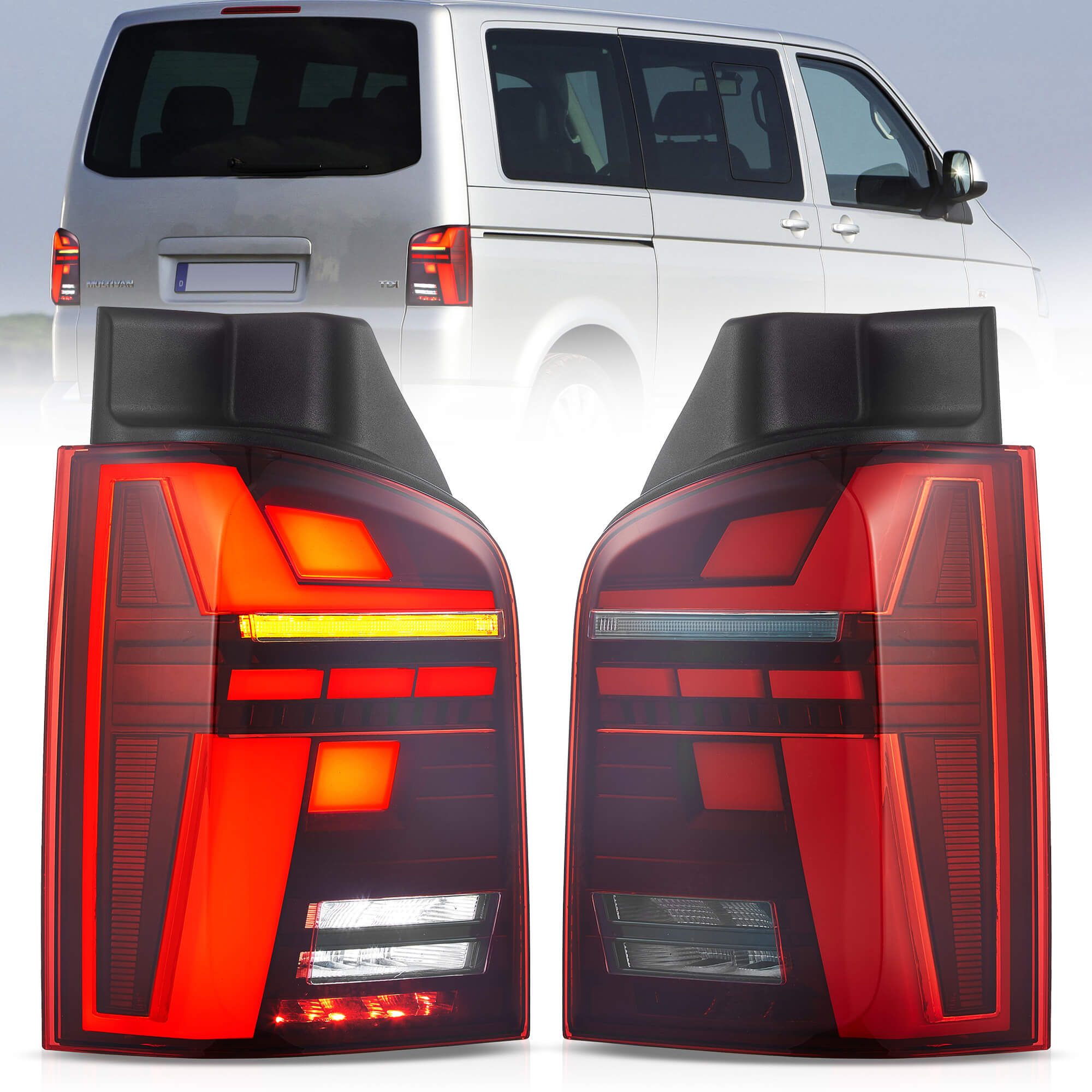 VW Transporter T5 Multivan Caravelle 2010-2014 Vland LED Tail Lights [E-mark]