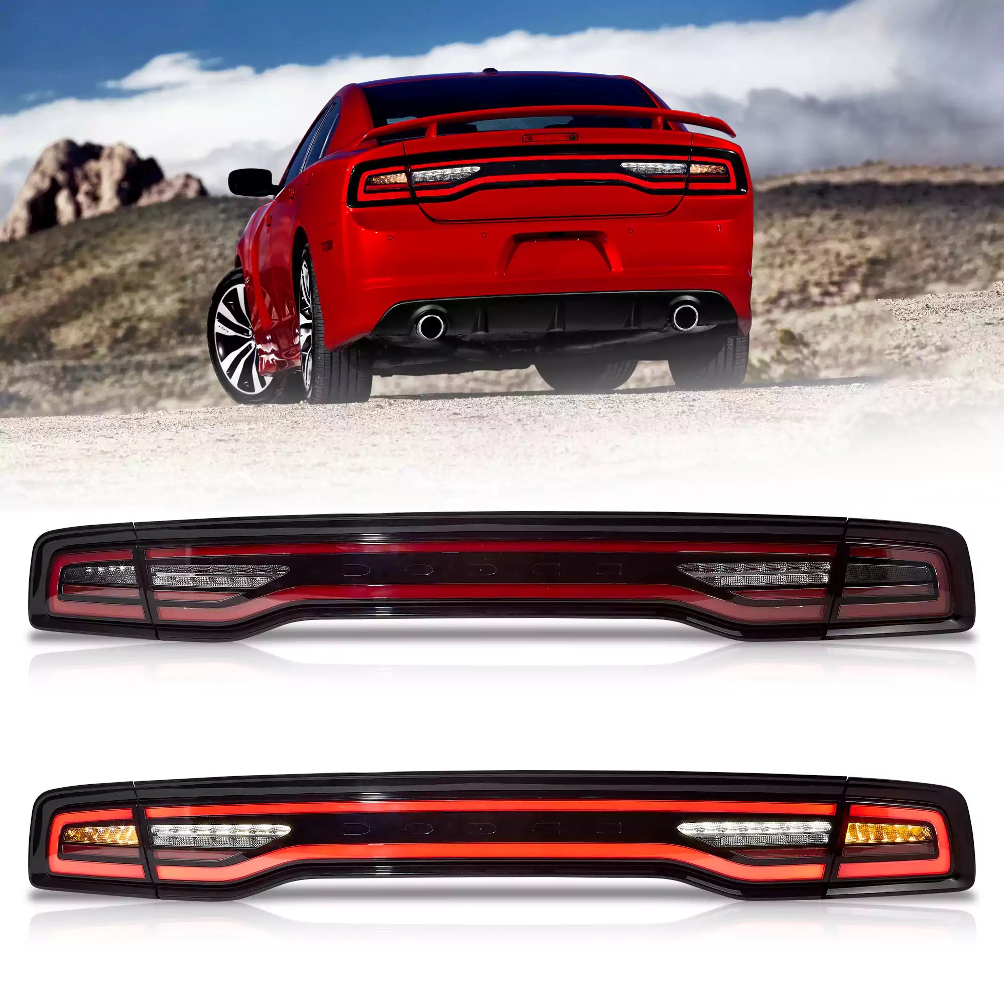 2011-2014 Dodge Charger Tail Lights Vland Full LED W/ Yellow Turn Signal