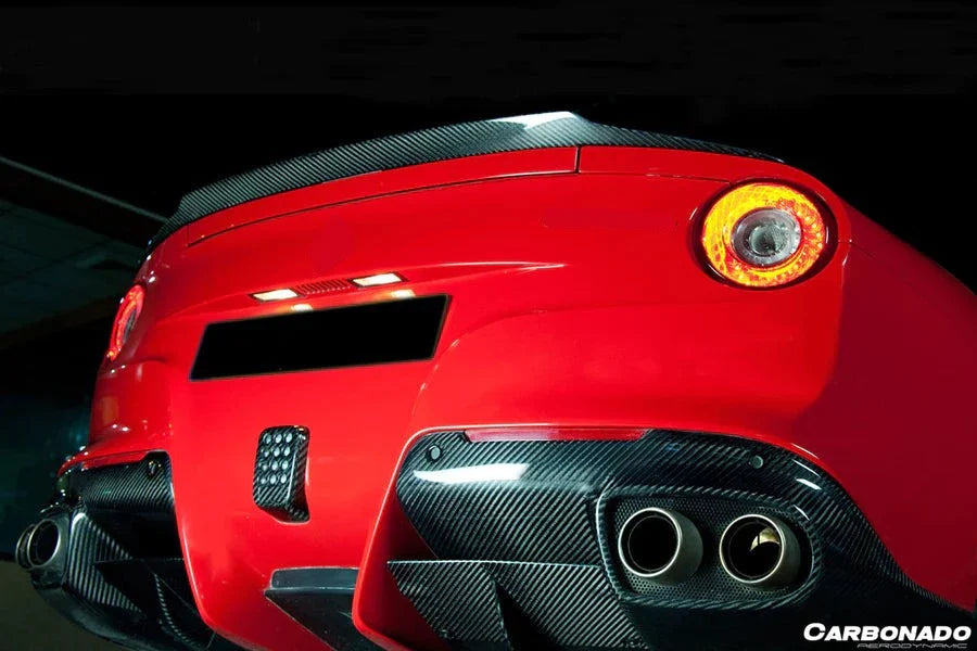 Buy Now CARBON REAR SPOILER for FERRARI F12 BERLINETTA 2012 - 2017 and upgrade car parts from SIR Tuning at the Best Price. Headlights, Tail lights, Bodykits, Navigations, Carbon body kit and more - Fast & Free Shipping within Europe, US & Worldwide.