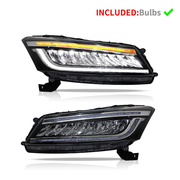 VLAND Full LED Headlights For 2008-2012 Honda Accord 8th Gen W/Dynamic&Sequential