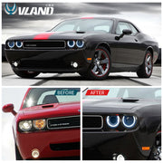 08-14 Dodge Challenger Vland RGB Style Dual Beam Projector Headlights Black