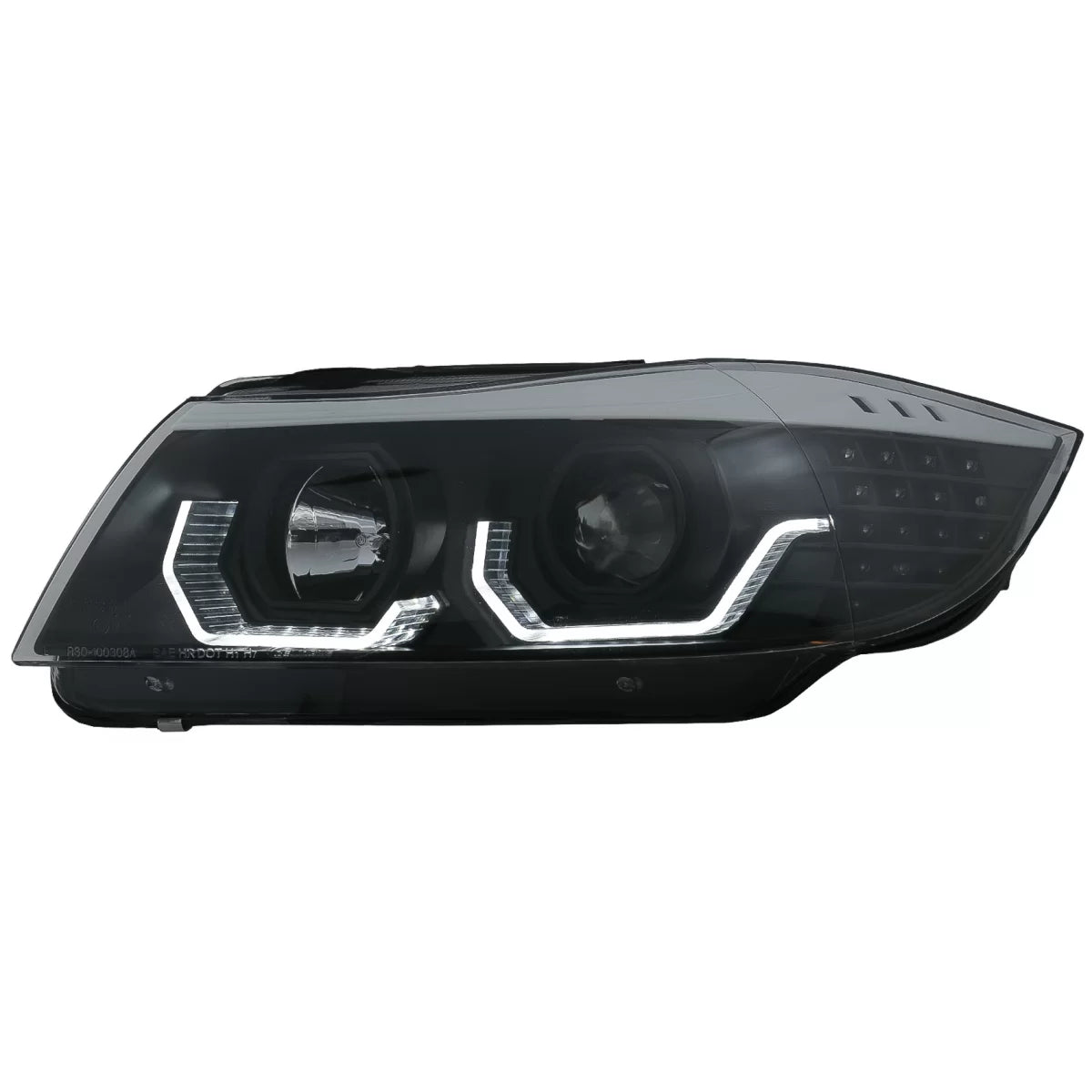 3D LED Angel Eyes Headlights suitable for BMW 3 Series E90 Limousine E91 Touring (03.2005-08.2008) LHD Black – product image 
