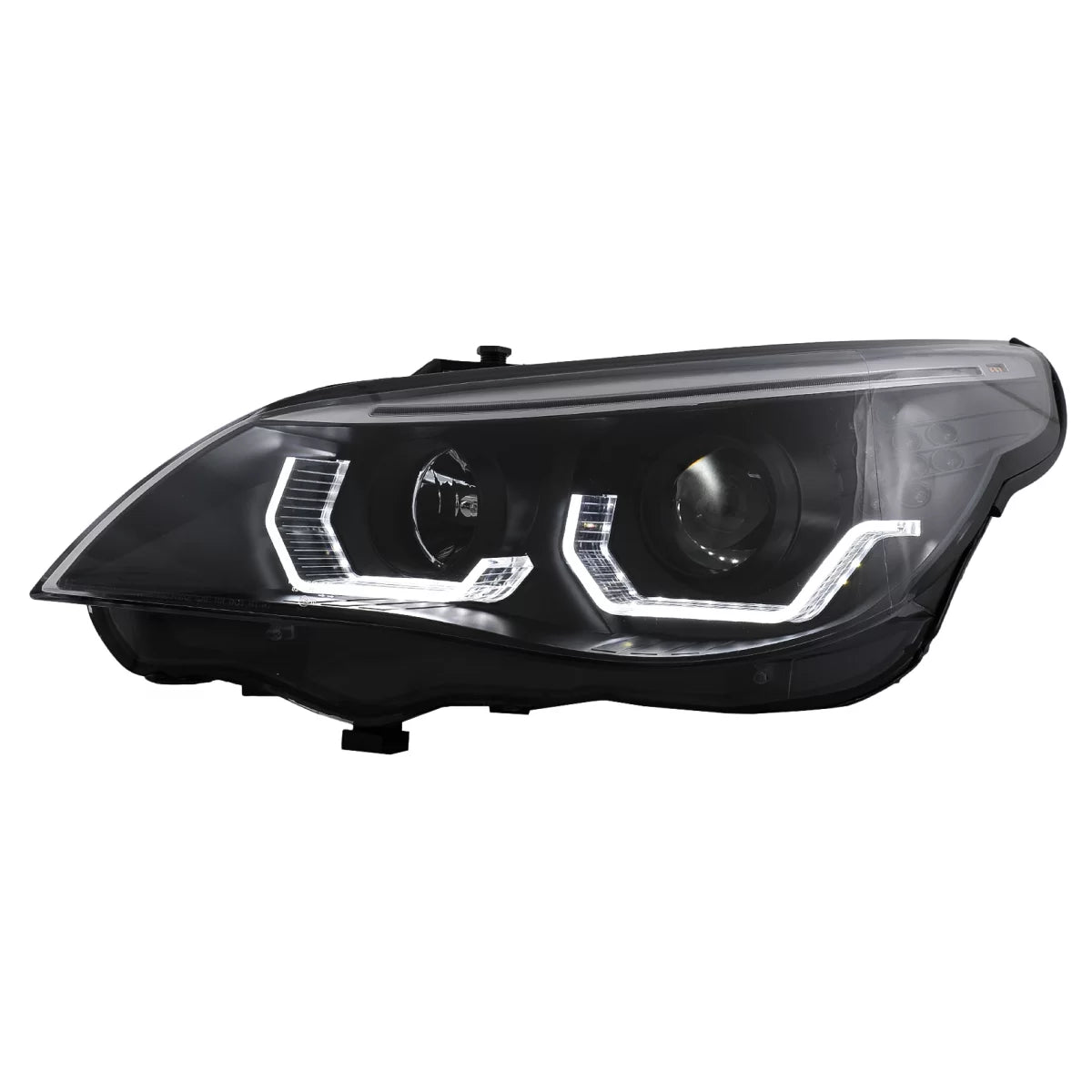 3D LED Angel Eyes Headlights suitable for BMW 5 Series E60 E61 (2003-2007) LCI Design – product image 1