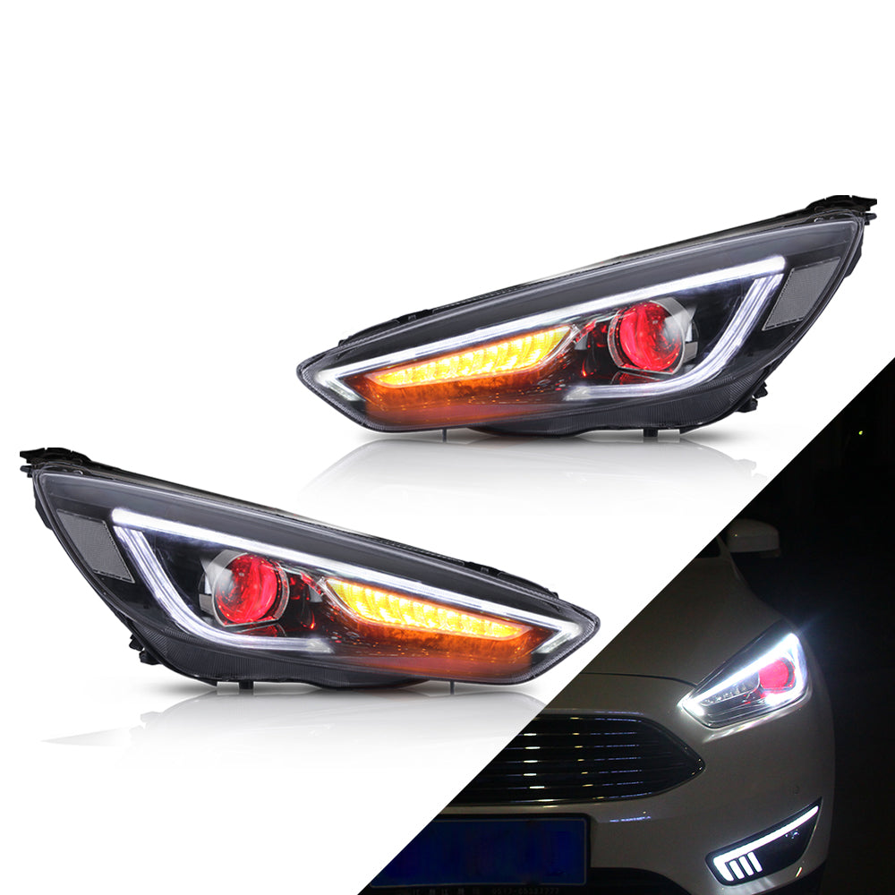 15-18 Ford Focus MK3 ST RS Vland Dual Beam Projector Headlights Black