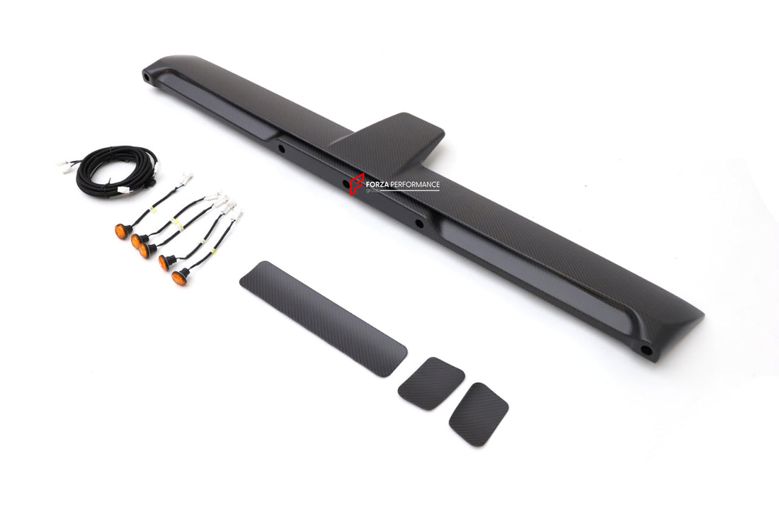 Buy Now DRY CARBON REAR WING SPOILER WITH TAIL LIGHTS for MERCEDES-BENZ G-CLASS W463A 2019+ | 4X4 STYLE and upgrade car parts from SIR Tuning at the Best Price. Headlights, Tail lights, Bodykits, Navigations, body kit and more - Fast & Free Shipping within Europe, US & Worldwide.