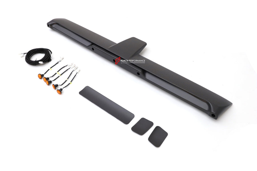 Buy Now DRY CARBON REAR WING SPOILER WITH TAIL LIGHTS for MERCEDES-BENZ G-CLASS W463A 2019+ | 4X4 STYLE and upgrade car parts from SIR Tuning at the Best Price. Headlights, Tail lights, Bodykits, Navigations, body kit and more - Fast & Free Shipping within Europe, US & Worldwide.