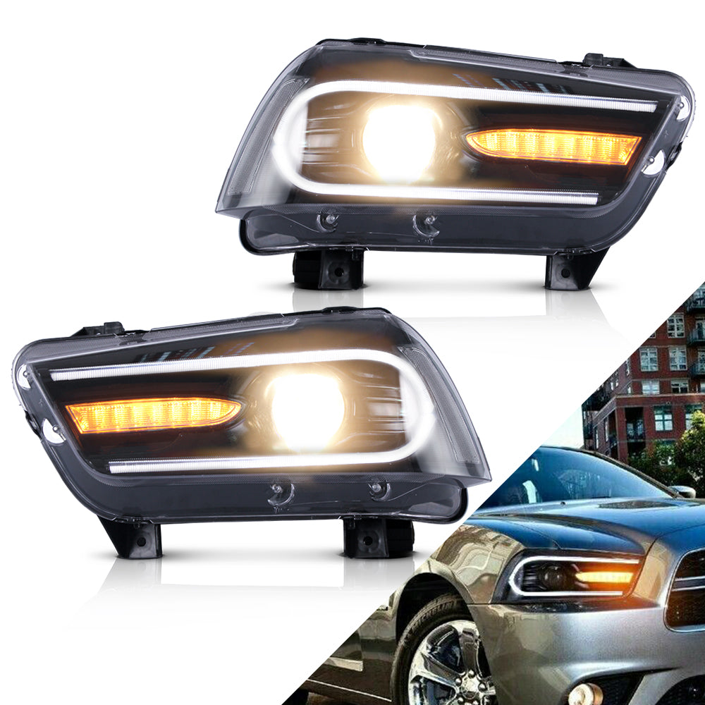 Vland Carlamp Led Headlights Compatible with Dodge Charger 2011-2014 (RHD and LHD Versions)